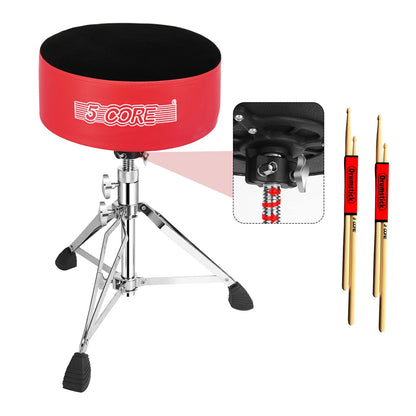 5 CORE Drum Throne Padded Guitar Stool Height Adjustable Heavy Duty Music Chair Seat Universal for Adults & Kids with An image 1
