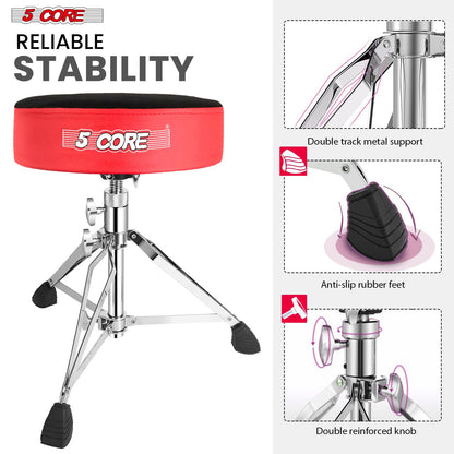 5 CORE Drum Throne Padded Guitar Stool Height Adjustable Heavy Duty Music Chair Seat Universal for Adults & Kids with An image 2