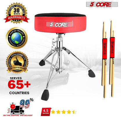 5 CORE Drum Throne Padded Guitar Stool Height Adjustable Heavy Duty Music Chair Seat Universal for Adults & Kids with An image 9