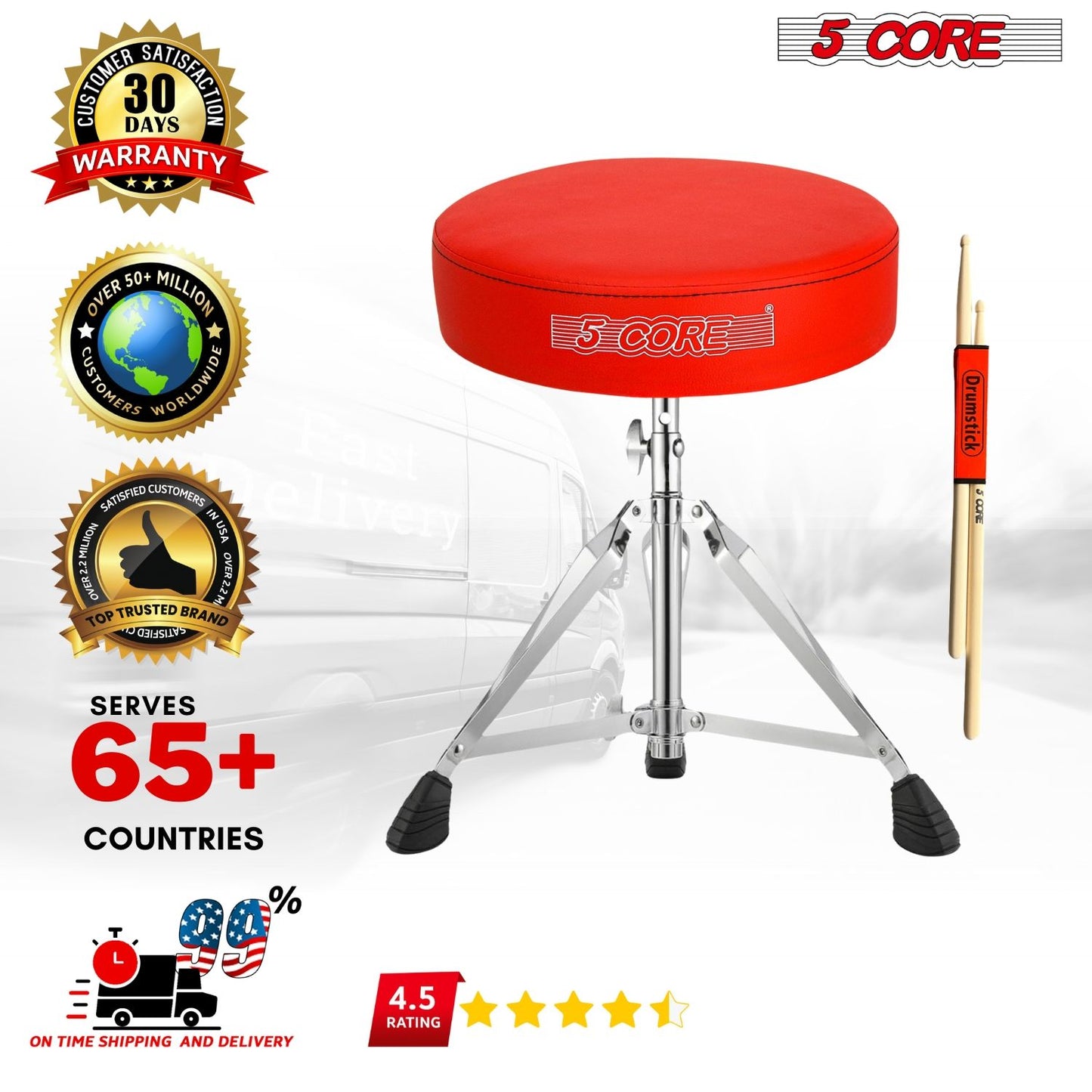 5 CORE Drum Throne Padded Guitar Stool Height Adjustable Music Chair Seat Universal for Adults & Kids with Anti Slip Rub image 11