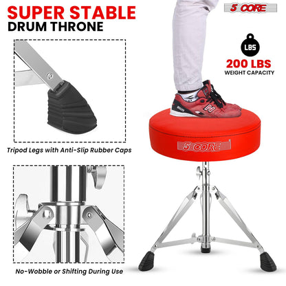 5 CORE Drum Throne Padded Guitar Stool Height Adjustable Music Chair Seat Universal for Adults & Kids with Anti Slip Rub image 4
