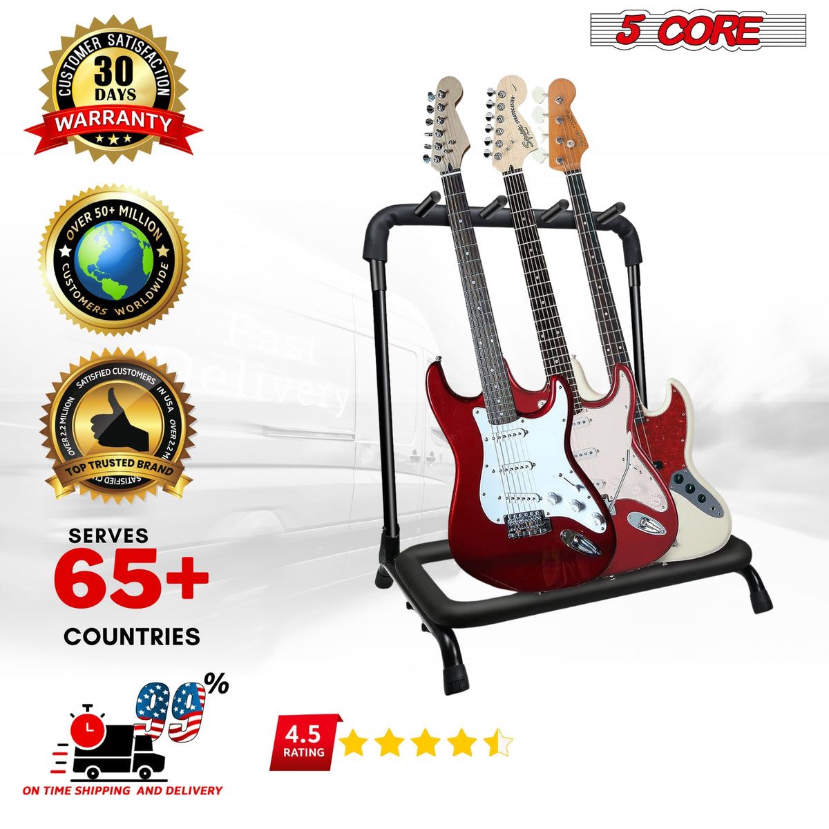 5 Core Guitar Rack 3 Slot Multi Guitar Stand Triple Display Floor Stand Safe Storage Foldable Portable for Electric Acou image 17