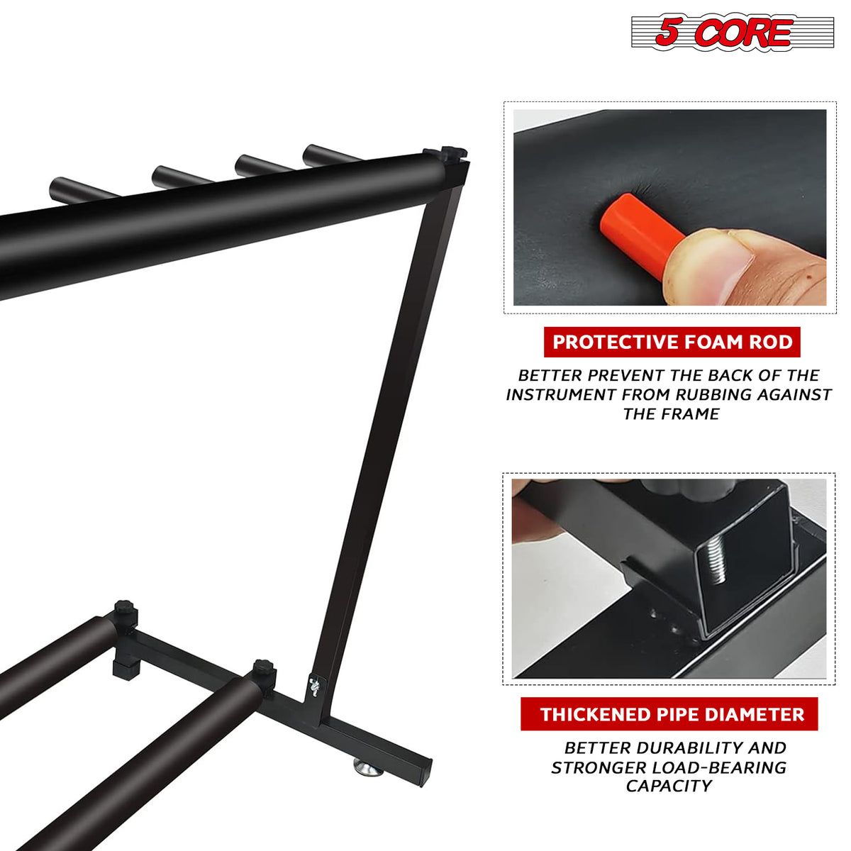 5 Core Guitar Rack 3 Slot Multi Guitar Stand Triple Display Floor Stand - Detail