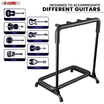 5 Core Guitar Rack 3 Slot Multi Guitar Stand Triple Display Floor Stand Safe Storage Foldable Portable for Electric Acou image 13