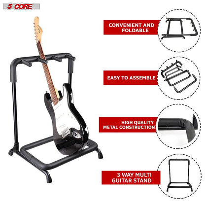 5 Core Guitar Rack 3 Slot Multi Guitar Stand Triple Display Floor Stand - Features