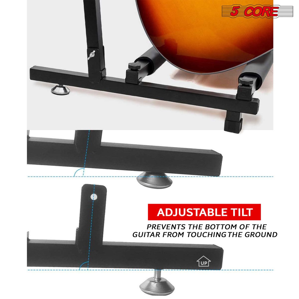5 Core Guitar Rack 3 Slot Multi Guitar Stand Triple Display Floor Stand - Dimensions
