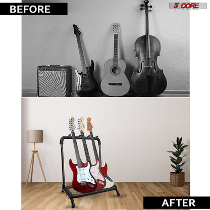 5 Core Guitar Rack 3 Slot Multi Guitar Stand Triple Display Floor Stand Safe Storage Foldable Portable for Electric Acou image 16