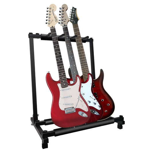 5 Core Guitar Rack 3 Slot Multi Guitar Stand Triple Display Floor Stand - Front View