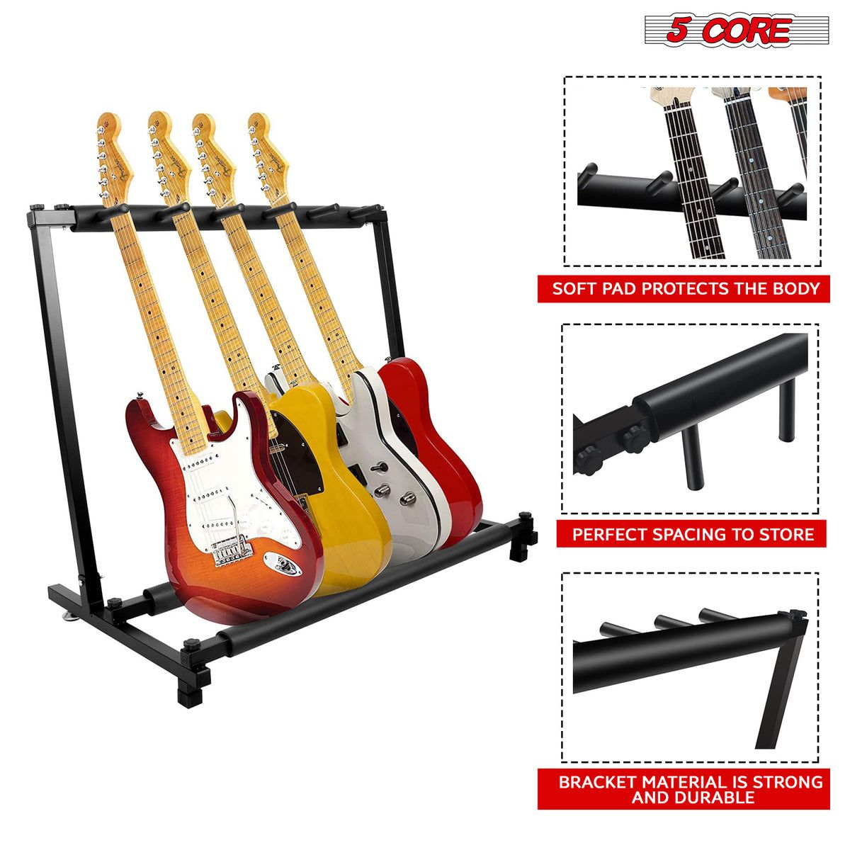 5 Core Guitar Rack with Guitars Displayed