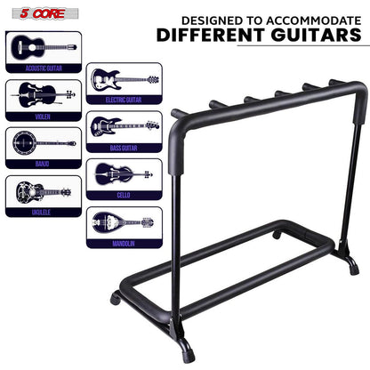 5 Core Guitar Rack 5 Slot Multi Guitar Stand Five Display Floor Stand Safe Storage Foldable Portable for Electric Acoust image 16