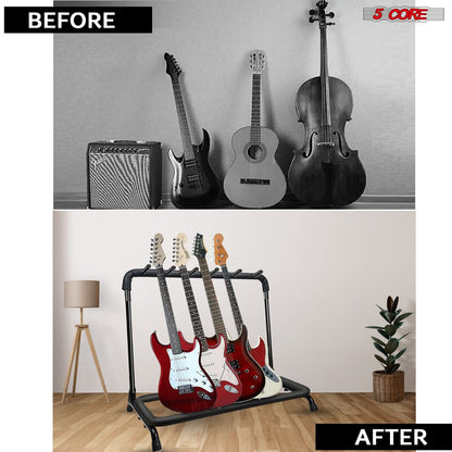5 Core Guitar Rack 5 Slot Multi Guitar Stand Five Display Floor Stand Safe Storage Foldable Portable for Electric Acoust image 15