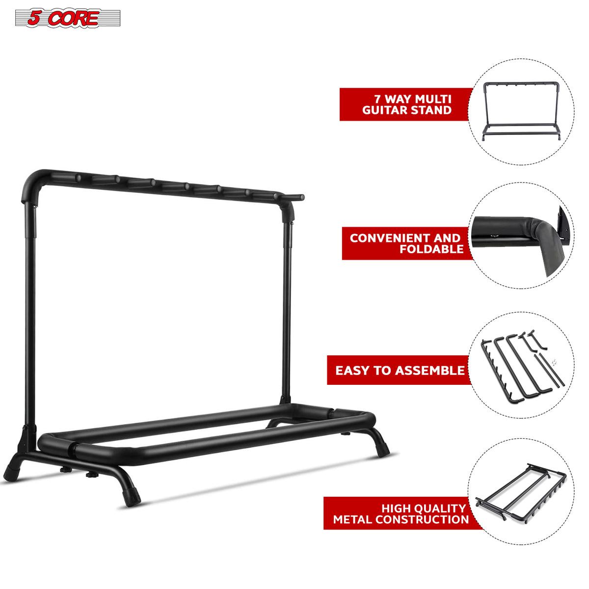 5 Core Guitar Rack 7 Slot Multi Guitar Stand - Main Image