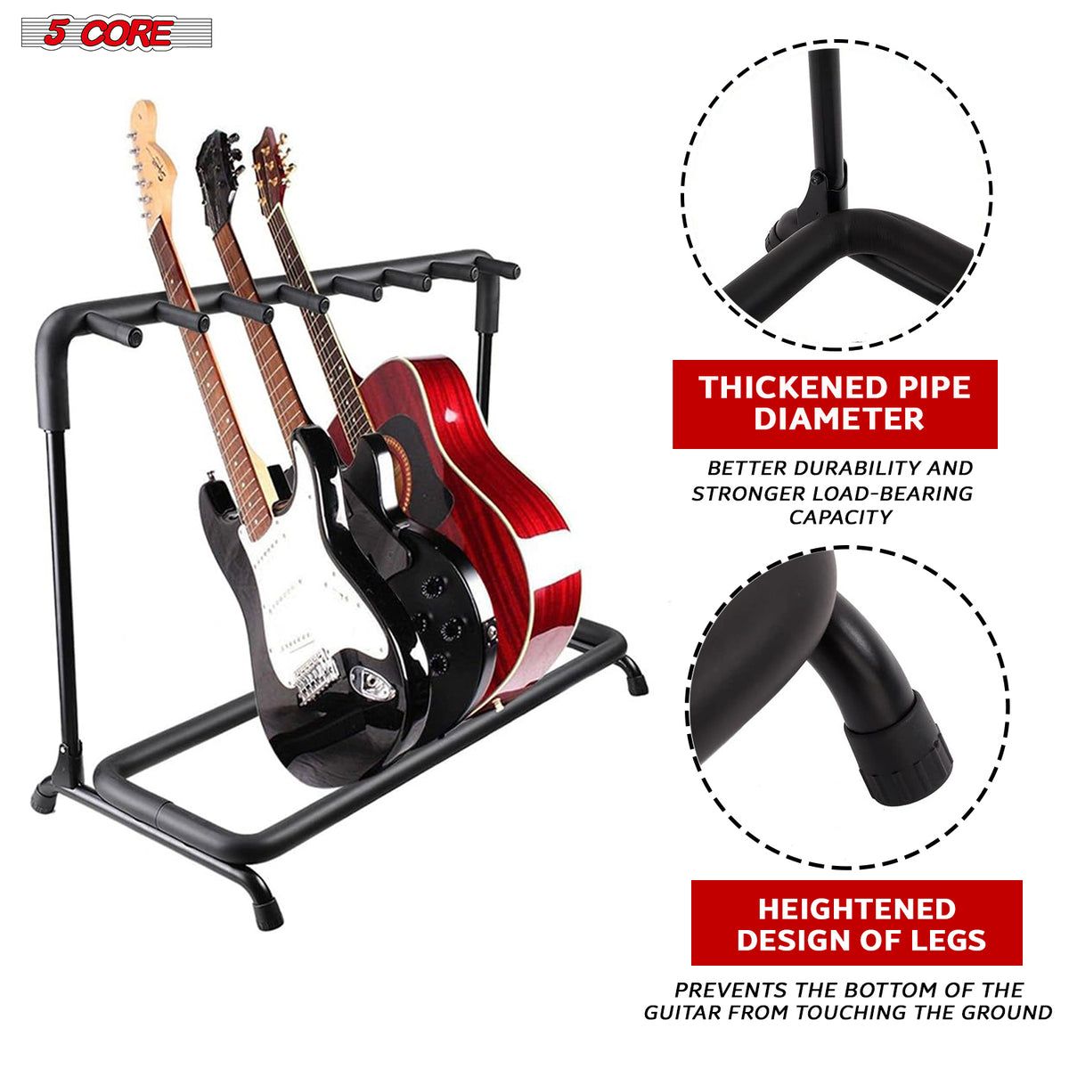 5 Core Guitar Rack 7 Slot Multi Guitar Stand - Additional View