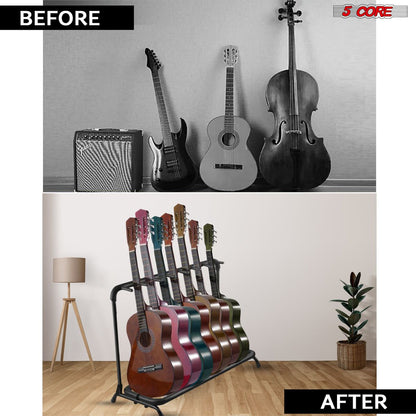 5 Core Guitar Rack 7 Slot Multi Guitar Stand Seven Display Floor Stand Safe Storage Foldable Portable for Electric Acous image 16