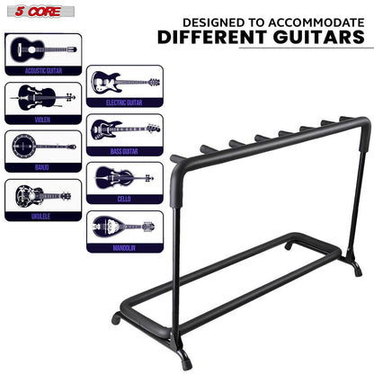 5 Core Guitar Rack 7 Slot Multi Guitar Stand Seven Display Floor Stand Safe Storage Foldable Portable for Electric Acous image 15