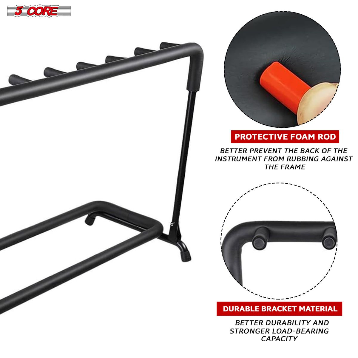 5 Core Guitar Rack 7 Slot Multi Guitar Stand Seven Display Floor Stand Safe Storage Foldable Portable for Electric Acous image 13