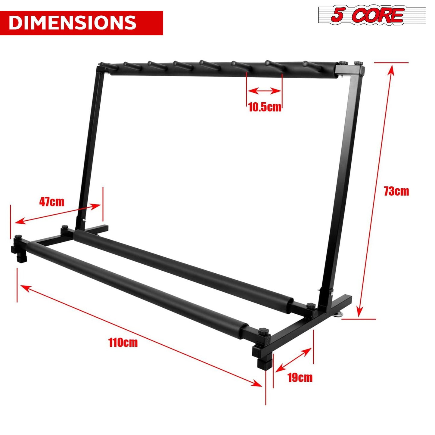 5 Core Guitar Rack 7 Slot Multi Guitar Stand - Folded for Portability