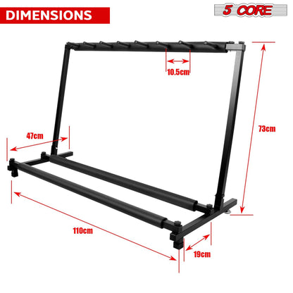 5 Core Guitar Rack 7 Slot Multi Guitar Stand - Folded for Portability