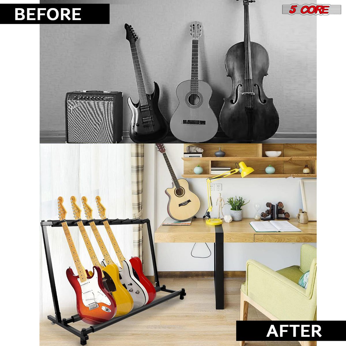 5 Core Guitar Rack 7 Slot Multi Guitar Stand - Packaging