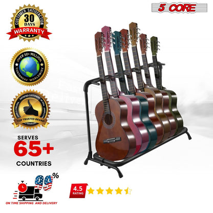 5 Core Guitar Rack 7 Slot Multi Guitar Stand Seven Display Floor Stand Safe Storage Foldable Portable for Electric Acous image 17