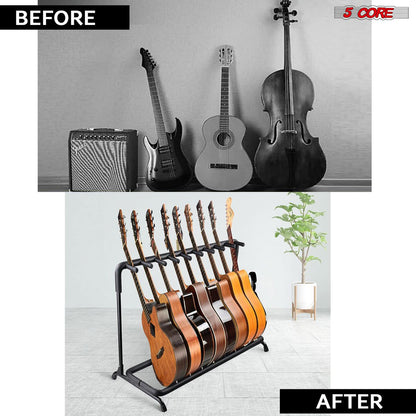5 Core Guitar Rack 9 Slot Multi Guitar Stand Nine Display Floor Stand Safe Storage Foldable Portable for Electric Acoust image 16