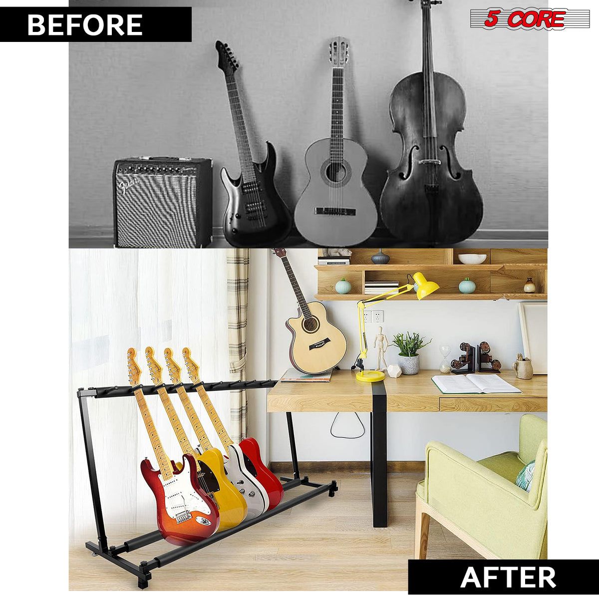 9 Slot Guitar Stand - Back View