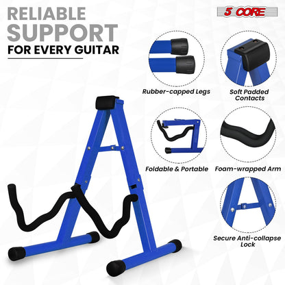 5 Core Guitar Stand 2 Pack A Frame w Soft Foam Arm Non Slip Rubber for Acoustic Electric Bass image 11