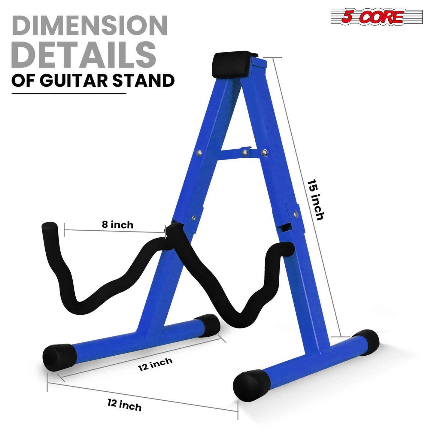 5 Core Guitar Stand 2 Pack A Frame w Soft Foam Arm Non Slip Rubber for Acoustic Electric Bass image 15