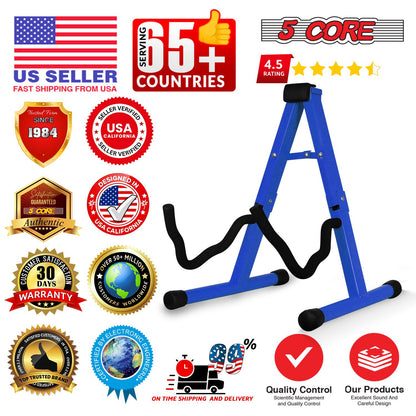 5 Core Guitar Stand 2 Pack A Frame w Soft Foam Arm Non Slip Rubber for Acoustic Electric Bass image 9