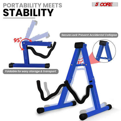5 Core Guitar Stand 2 Pack A Frame w Soft Foam Arm Non Slip Rubber for Acoustic Electric Bass image 12