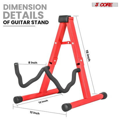 5 Core Guitar Stand A Frame w Soft Foam Arm Non Slip Rubber for Acoustic Electric Bass Ukulele image 3