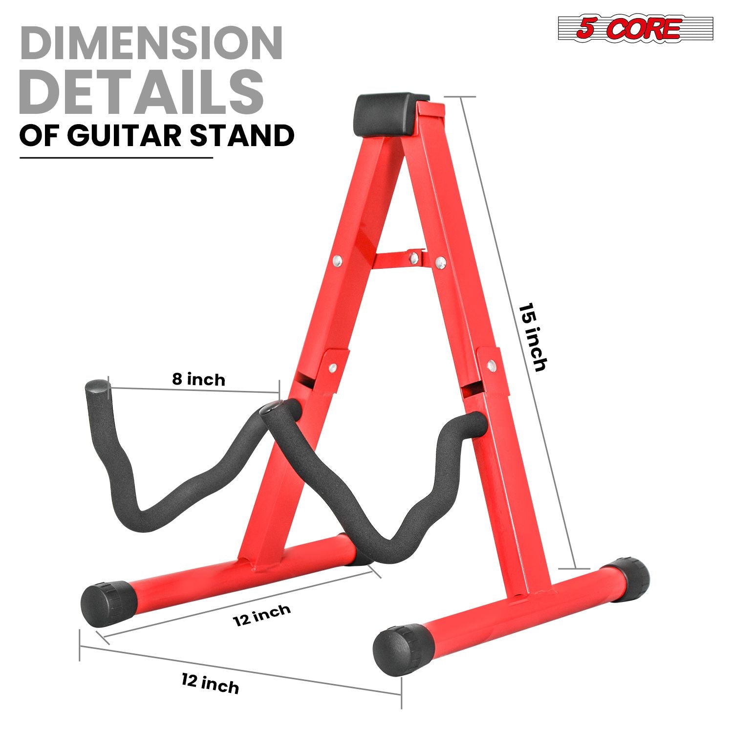 5 Core Guitar Stand A Frame w Soft Foam Arm Non Slip Rubber for Acoustic Electric Bass Ukulele image 12