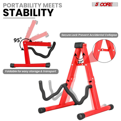 5 Core Guitar Stand A Frame w Soft Foam Arm Non Slip Rubber for Acoustic Electric Bass Ukulele image 13