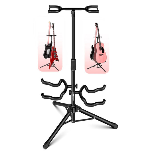 5 Core Guitar Stand Adjustable Double Guitars Stands Floor w Neck Holder Universal Supports for Acoustic Electric Classi image 1