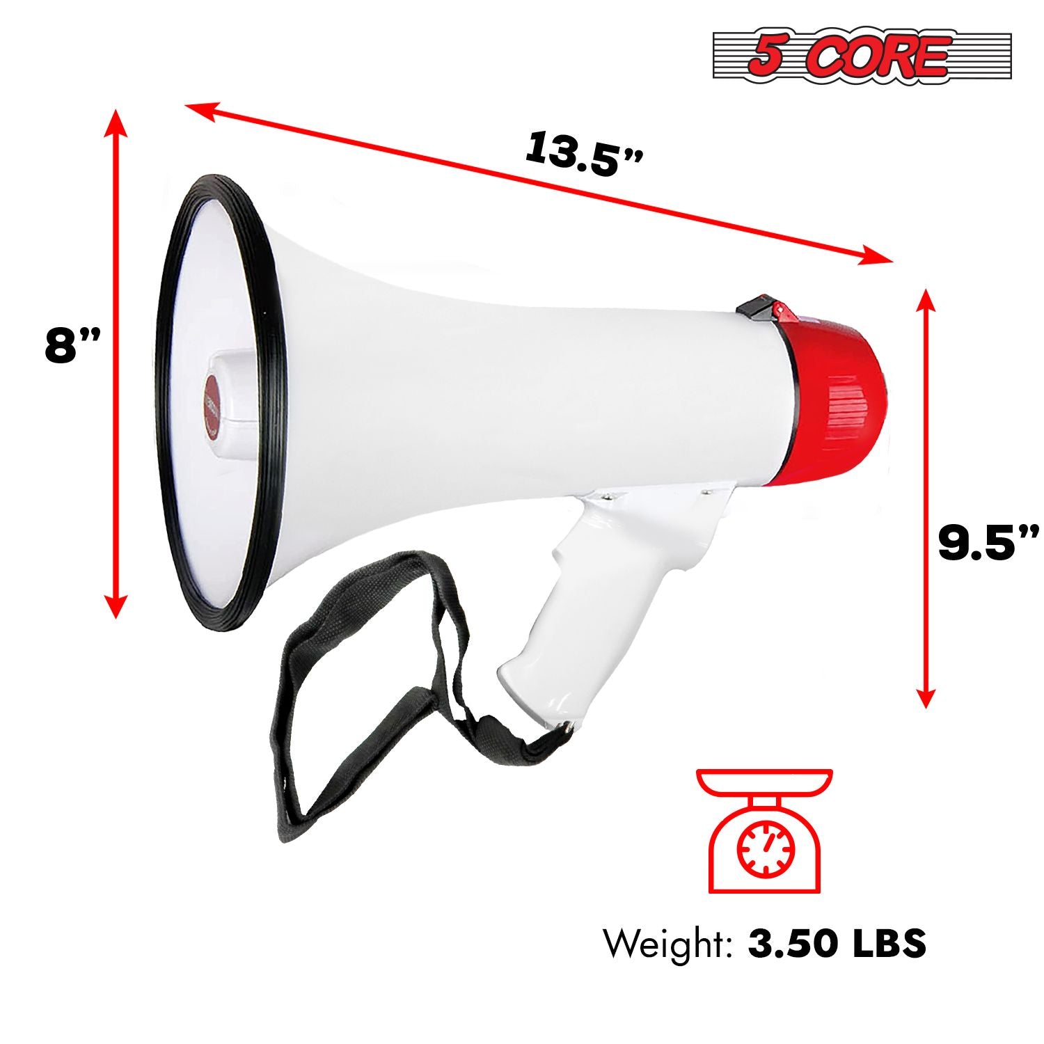 5 Core Megaphone 50W Bull Horn PA Speaker w 300M Range Loud Siren Voice Amplifier Portable image 8