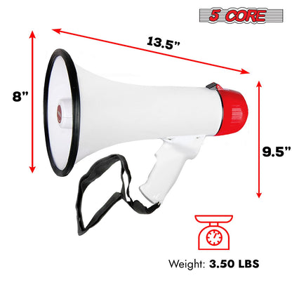5 Core Megaphone 50W Bull Horn PA Speaker w 300M Range Loud Siren Voice Amplifier Portable image 8