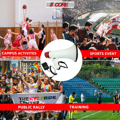 5 Core Megaphone 50W Bull Horn PA Speaker w 300M Range Loud Siren Voice Amplifier Portable image 9