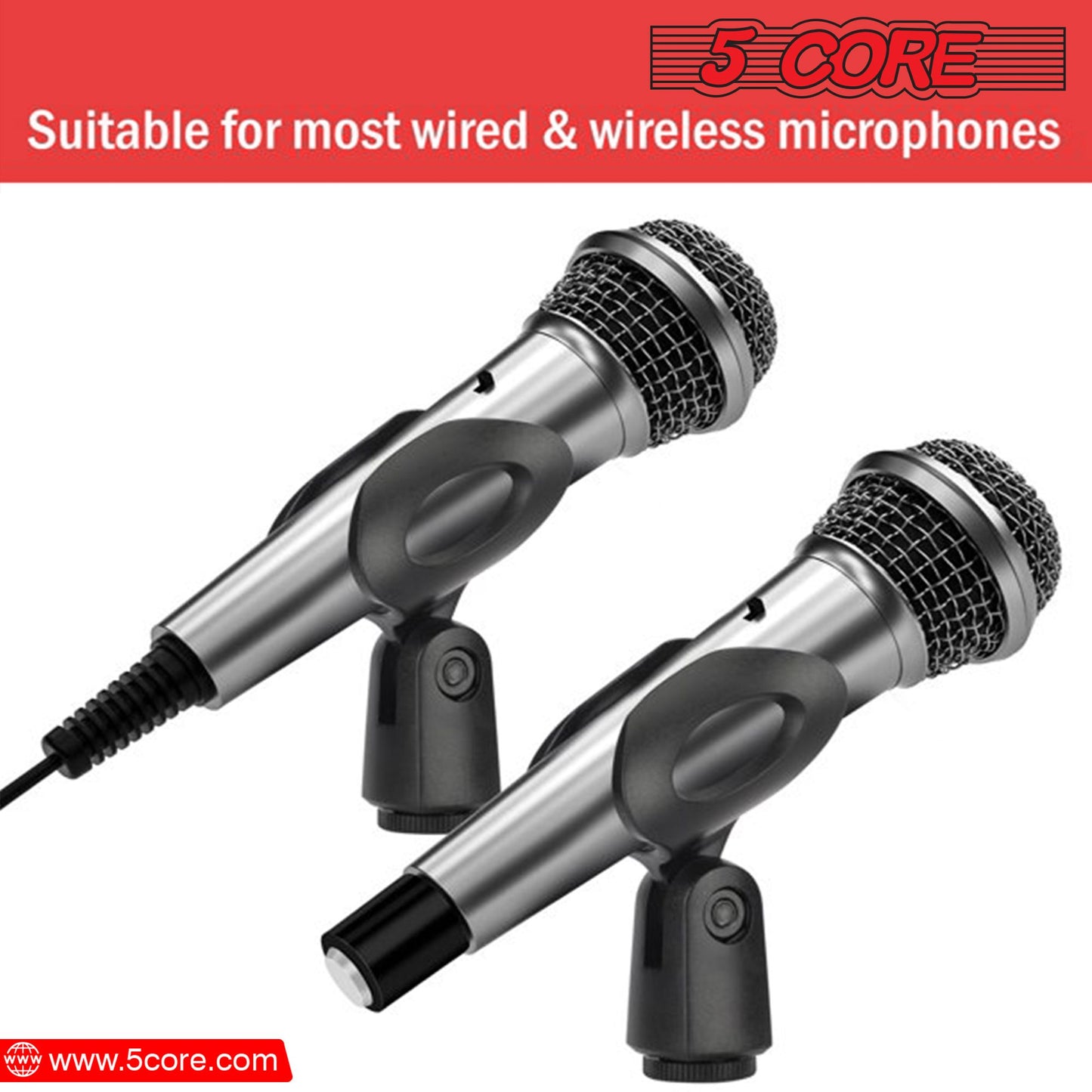 5 Core Mic Clips for Stands 4Pcs Microphone Clip Holder Universal Adjustable with 5/8" Male to 3/8" Female Screw Adapter image 3