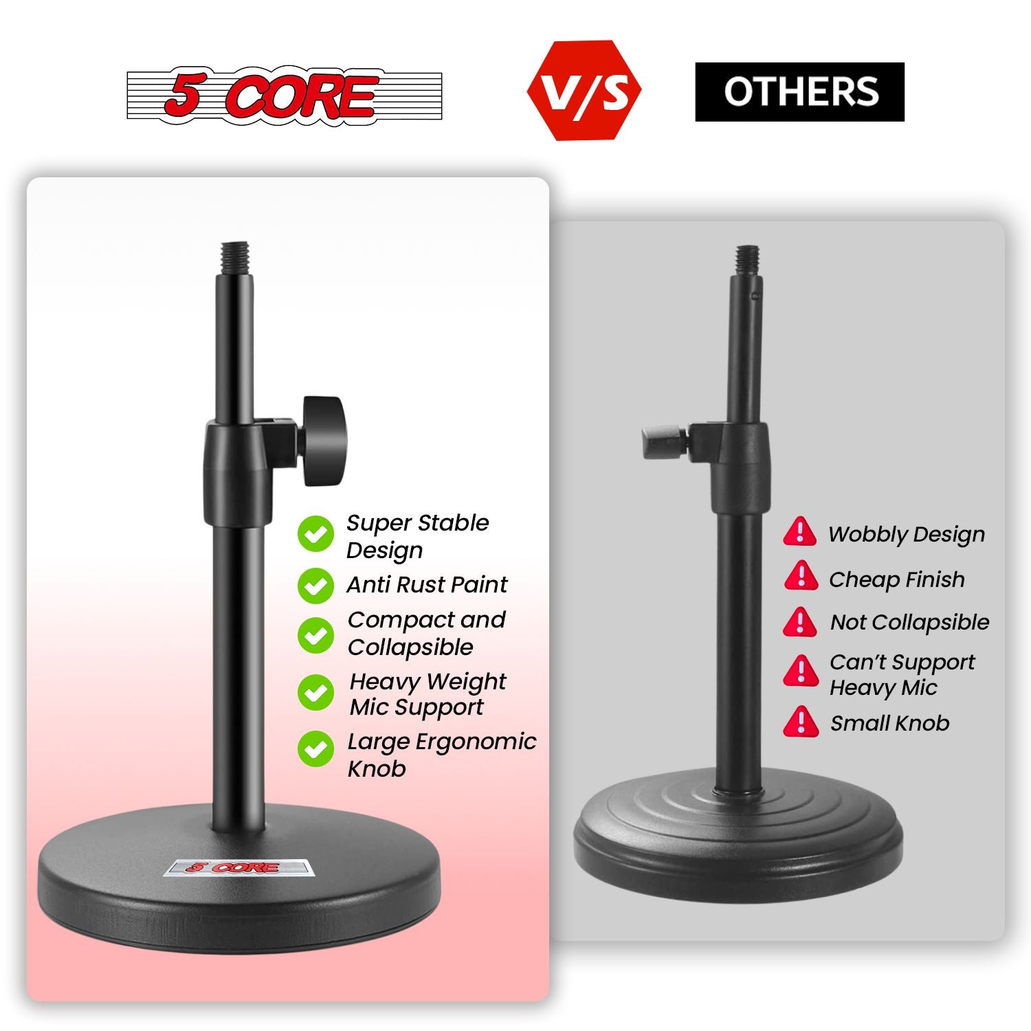 5 Core Mic Stand 3 in 1 Desktop Microphone Stands Adjustable Table Microfono Holder w Phone Clamp - MS RBS BOOM image 12