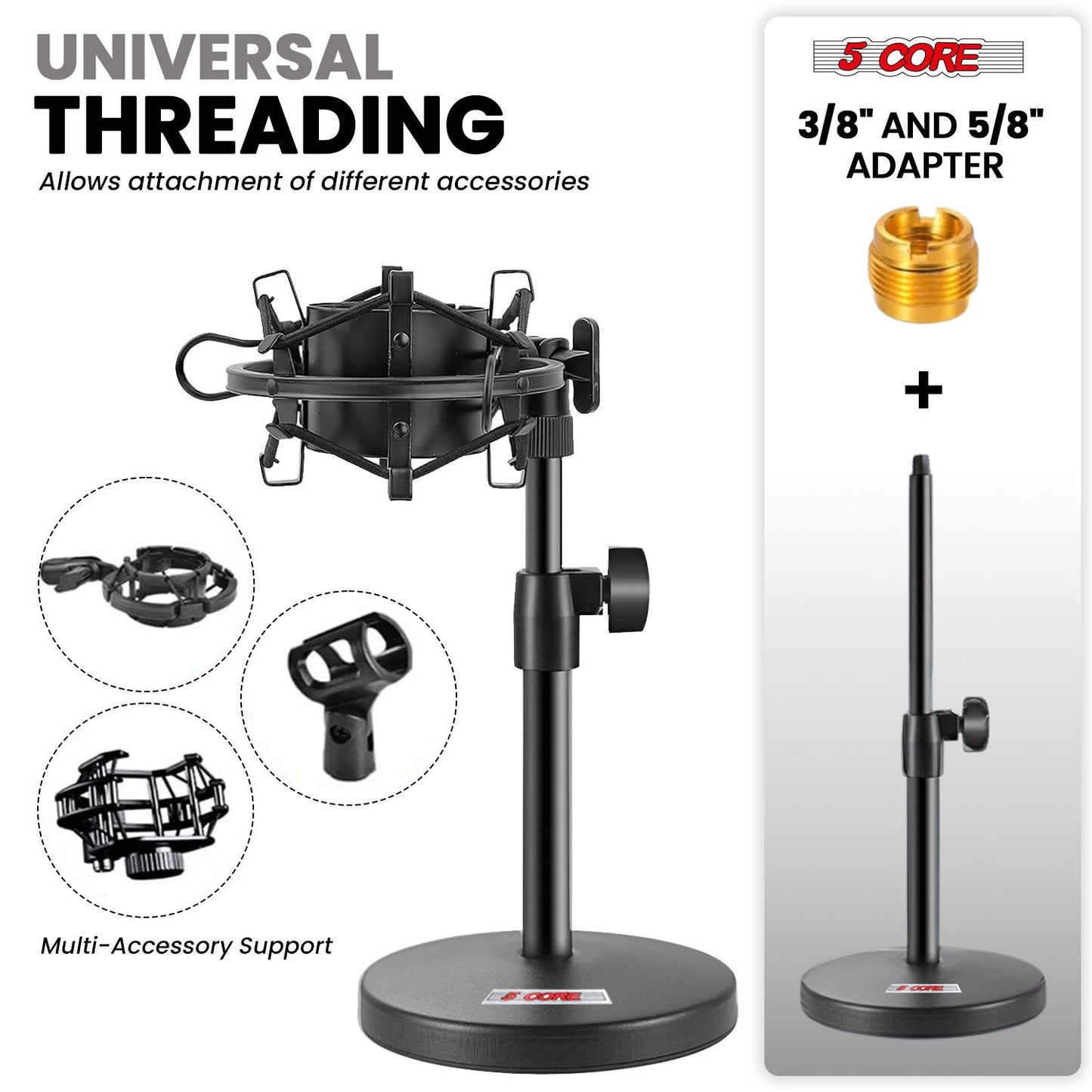 5 Core Mic Stand 3 in 1 Desktop Microphone Stands Adjustable Table Microfono Holder w Phone Clamp - MS RBS BOOM image 4