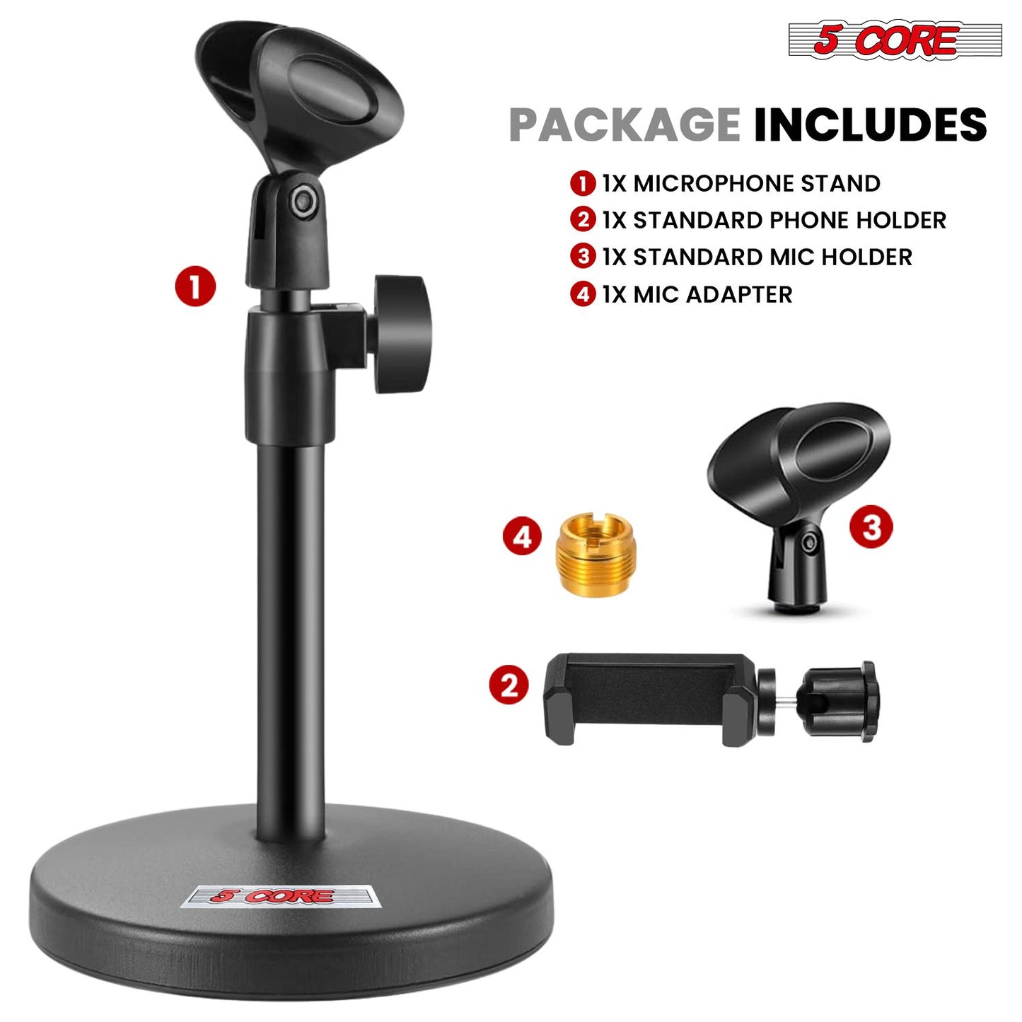 5 Core Mic Stand 3 in 1 Desktop Microphone Stands Adjustable Table Microfono Holder w Phone Clamp - MS RBS BOOM image 11