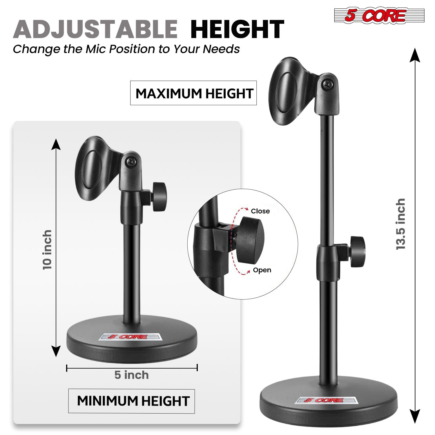 5 Core Mic Stand 3 in 1 Desktop Microphone Stands Adjustable Table Microfono Holder w Phone Clamp - MS RBS BOOM image 15