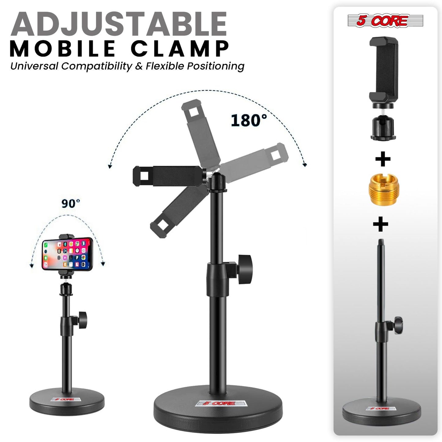 5 Core Mic Stand 3 in 1 Desktop Microphone Stands Adjustable Table Microfono Holder w Phone Clamp - MS RBS BOOM image 18