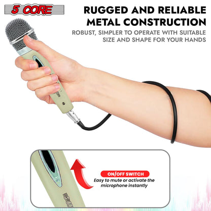 5 CORE Microphone Dynamic Vocal Handheld Mic Cardioid Unidirectional Microfono w On Off Switch + XLR Audio Cable for Sin image 5