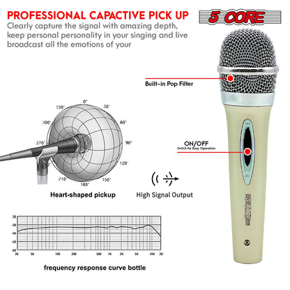 5 CORE Microphone Dynamic Vocal Handheld Mic Cardioid Unidirectional Microfono w On Off Switch + XLR Audio Cable for Sin image 7