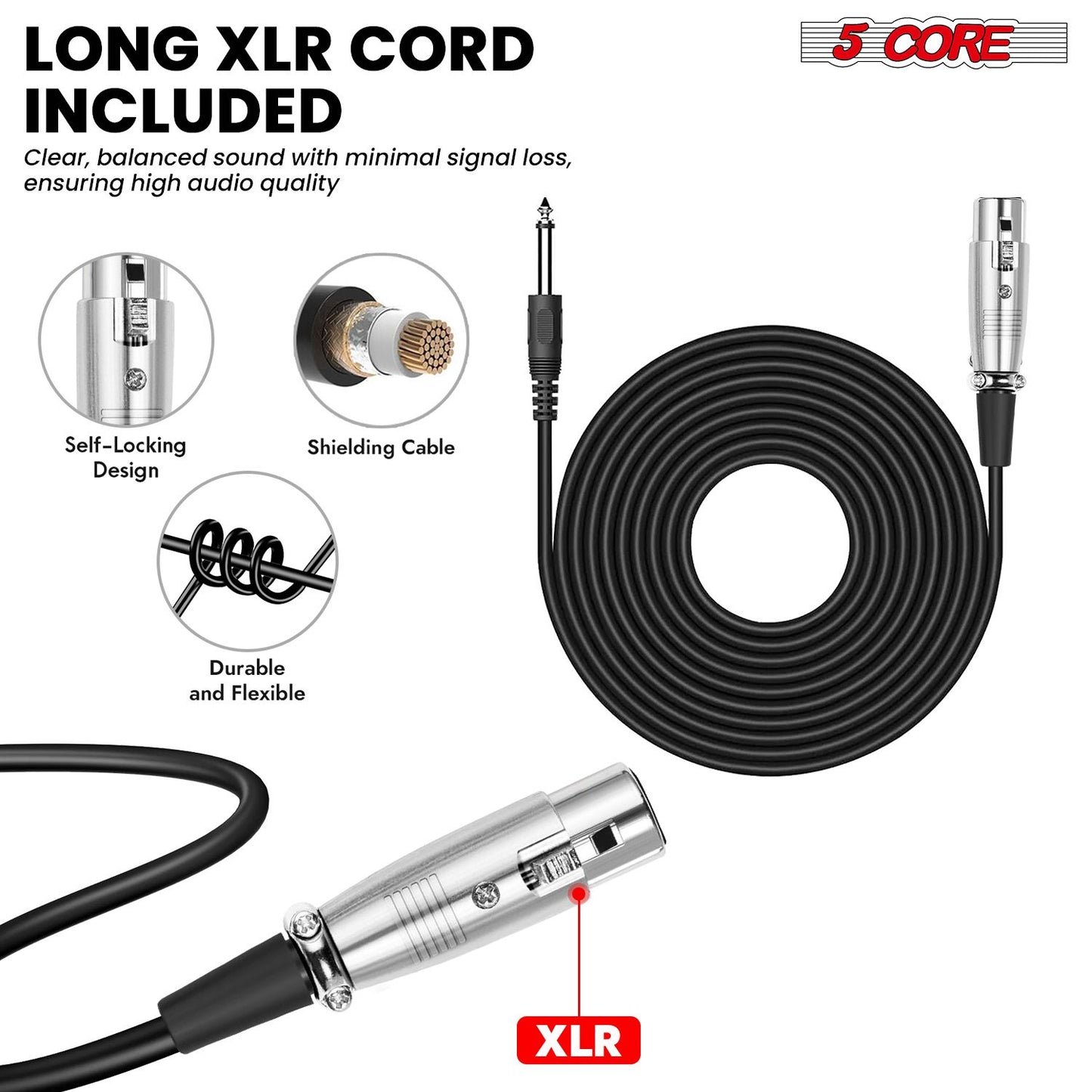 5 CORE Microphone Dynamic Vocal Handheld Mic Cardioid Unidirectional Microfono w On Off Switch + XLR Audio Cable for Sin image 20