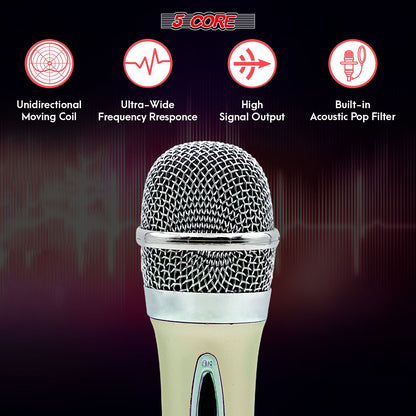 5 CORE Microphone Dynamic Vocal Handheld Mic Cardioid Unidirectional Microfono w On Off Switch + XLR Audio Cable for Sin image 3