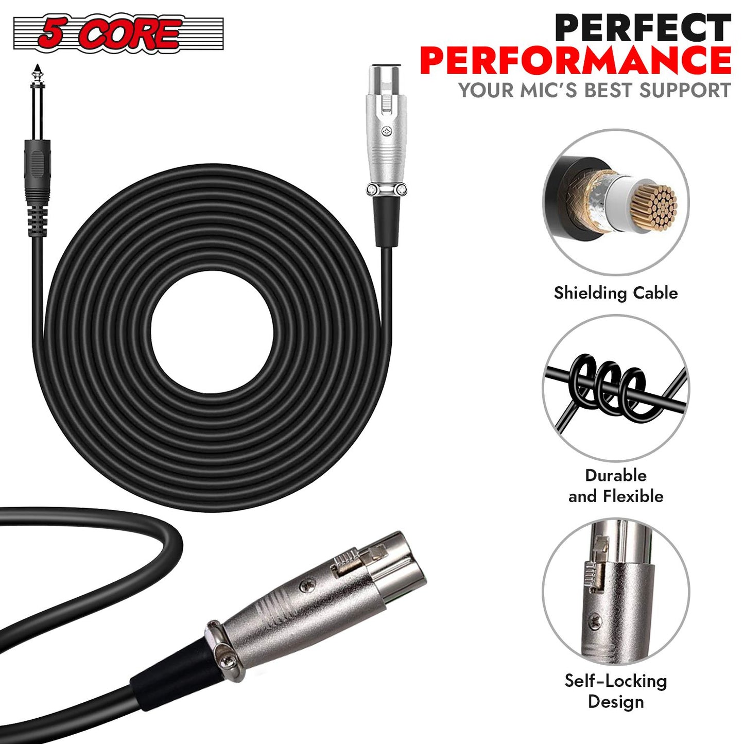 5 CORE Microphone Dynamic Vocal Handheld Mic Cardioid Unidirectional Microfono w On Off Switch + XLR Audio Cable for Sin image 12