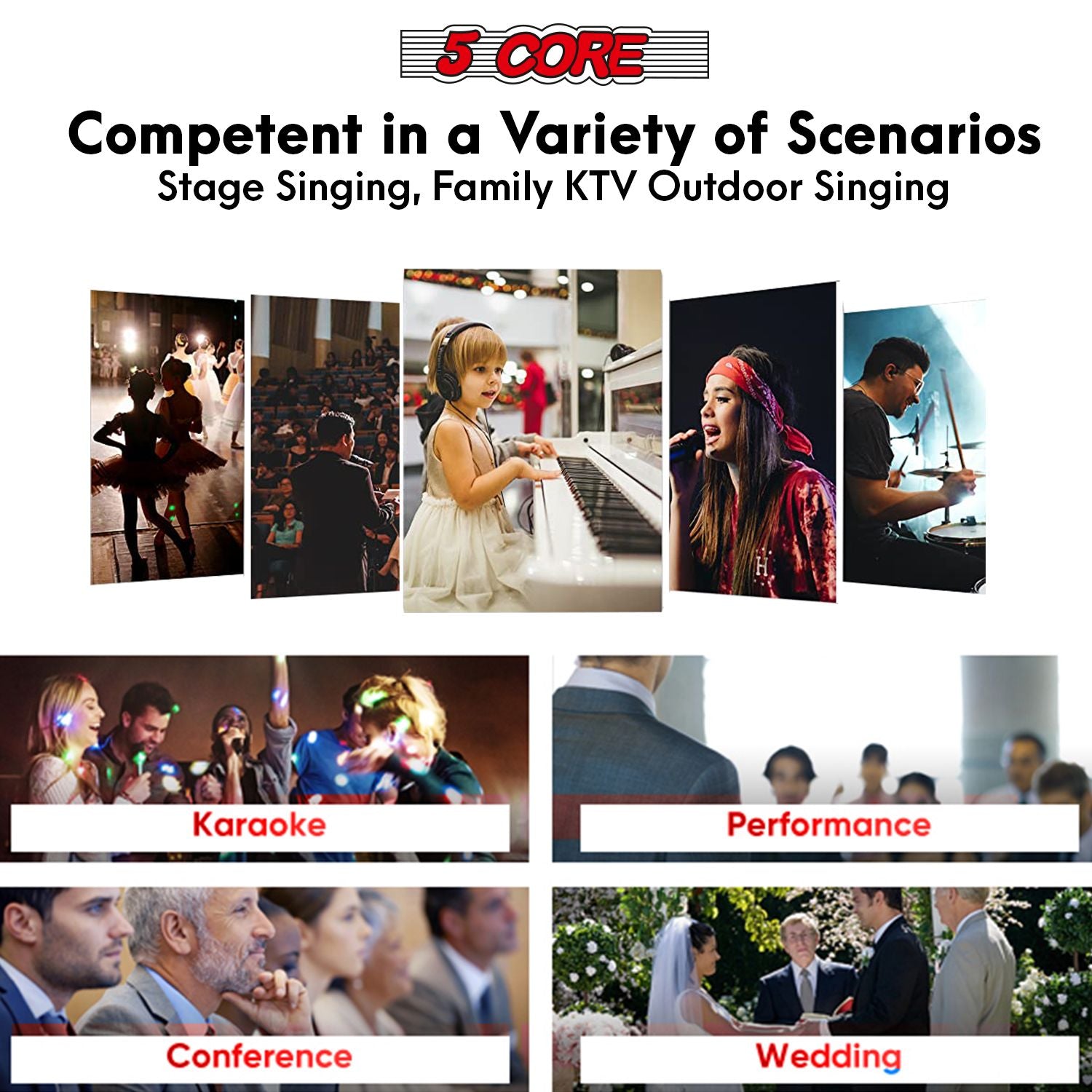 5 CORE Microphone Dynamic Vocal Handheld Mic Cardioid Unidirectional Microfono w On Off Switch + XLR Audio Cable for Sin image 9