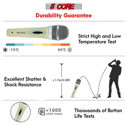 5 CORE Microphone Dynamic Vocal Handheld Mic Cardioid Unidirectional Microfono w On Off Switch + XLR Audio Cable for Sin image 6